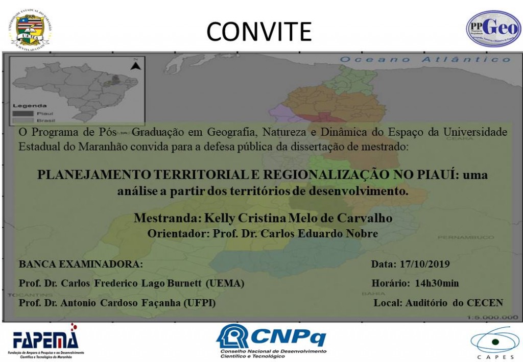 CONVITE PARA DEFESA DE DISSERTAÇÃO DE KELLY CRISTINA MELO DE CARVALHO