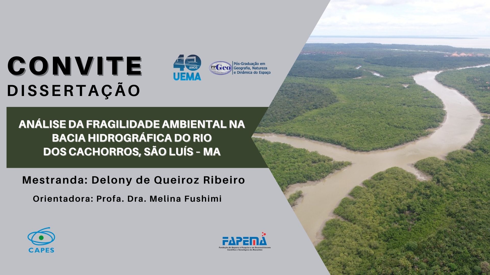 CONVITE PARA DEFESA DE DISSERTAÇÃO DE DELONY DE QUEIROZ RIBEIRO